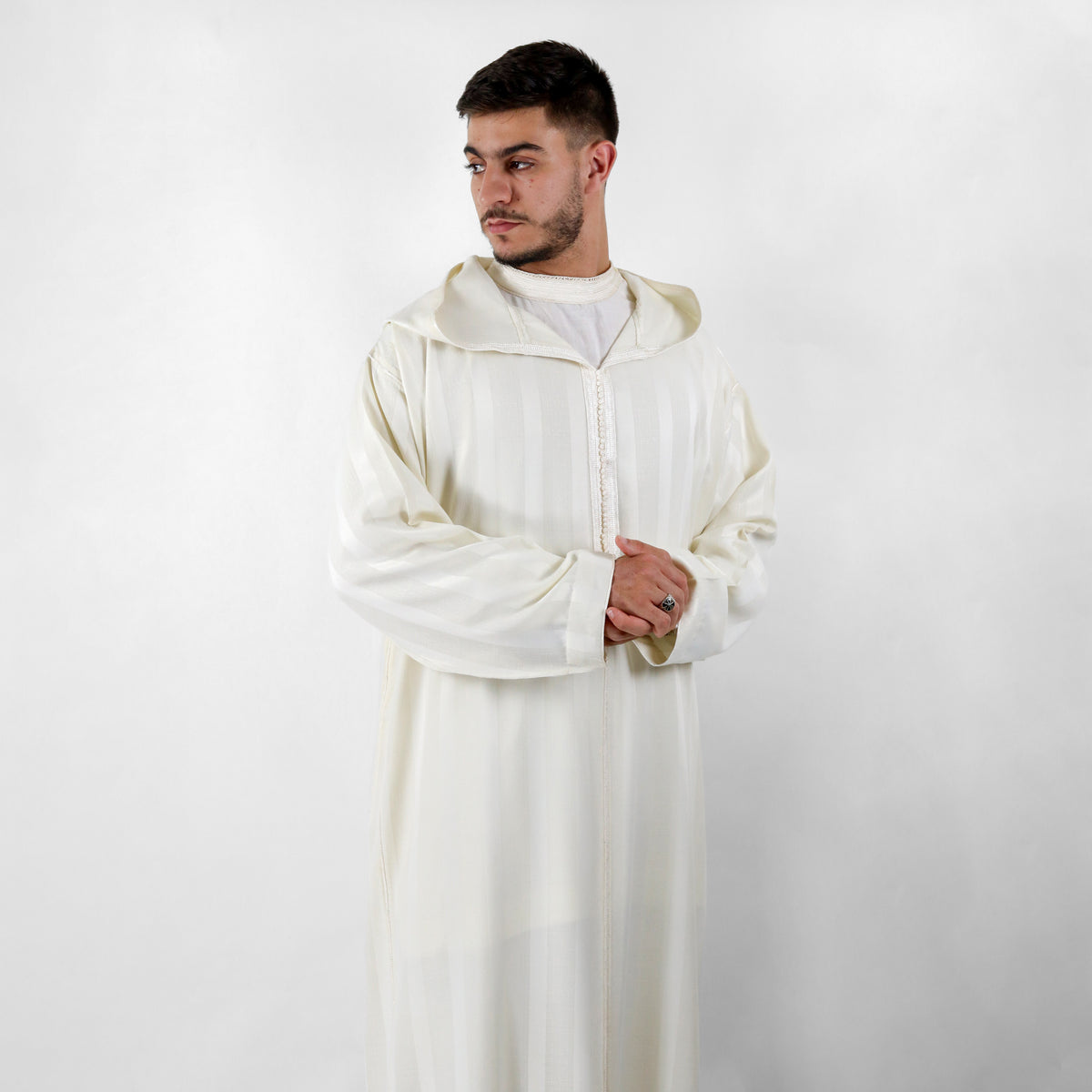 Astral Attire Side Pocketed Embroidered Hooded Djellaba
