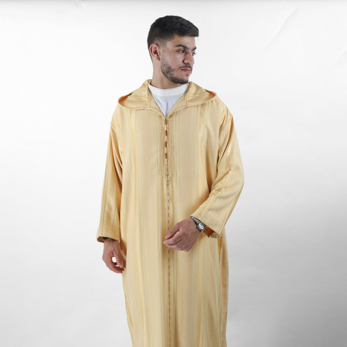 Astral Attire Side Pocketed Embroidered Hooded Djellaba