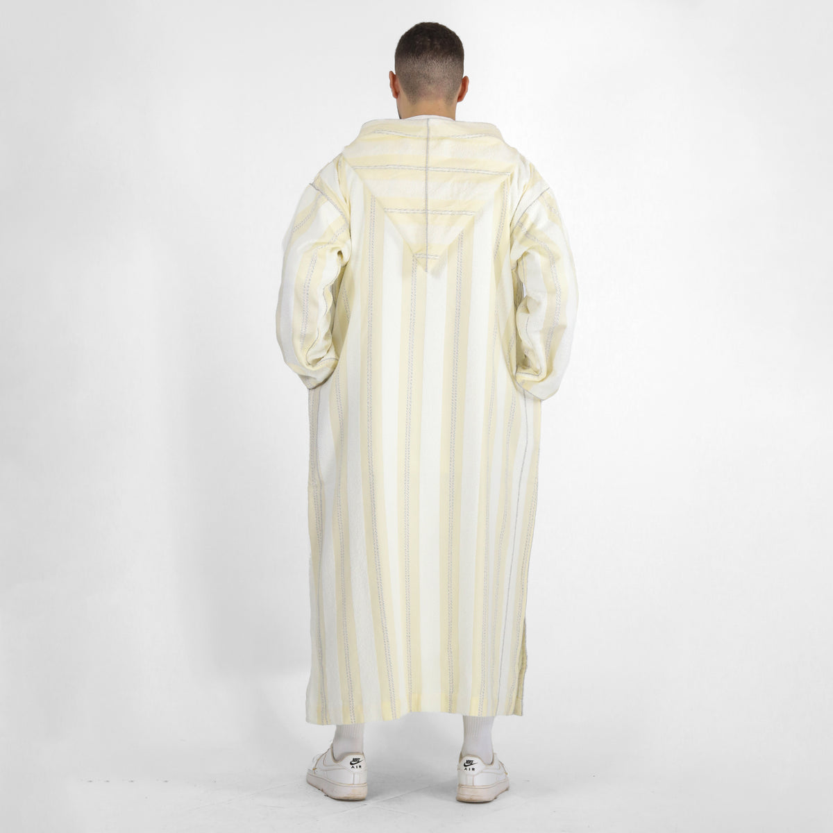 Royal Ripples Long Sleeve Plaid Style Hooded Djellaba Thobes