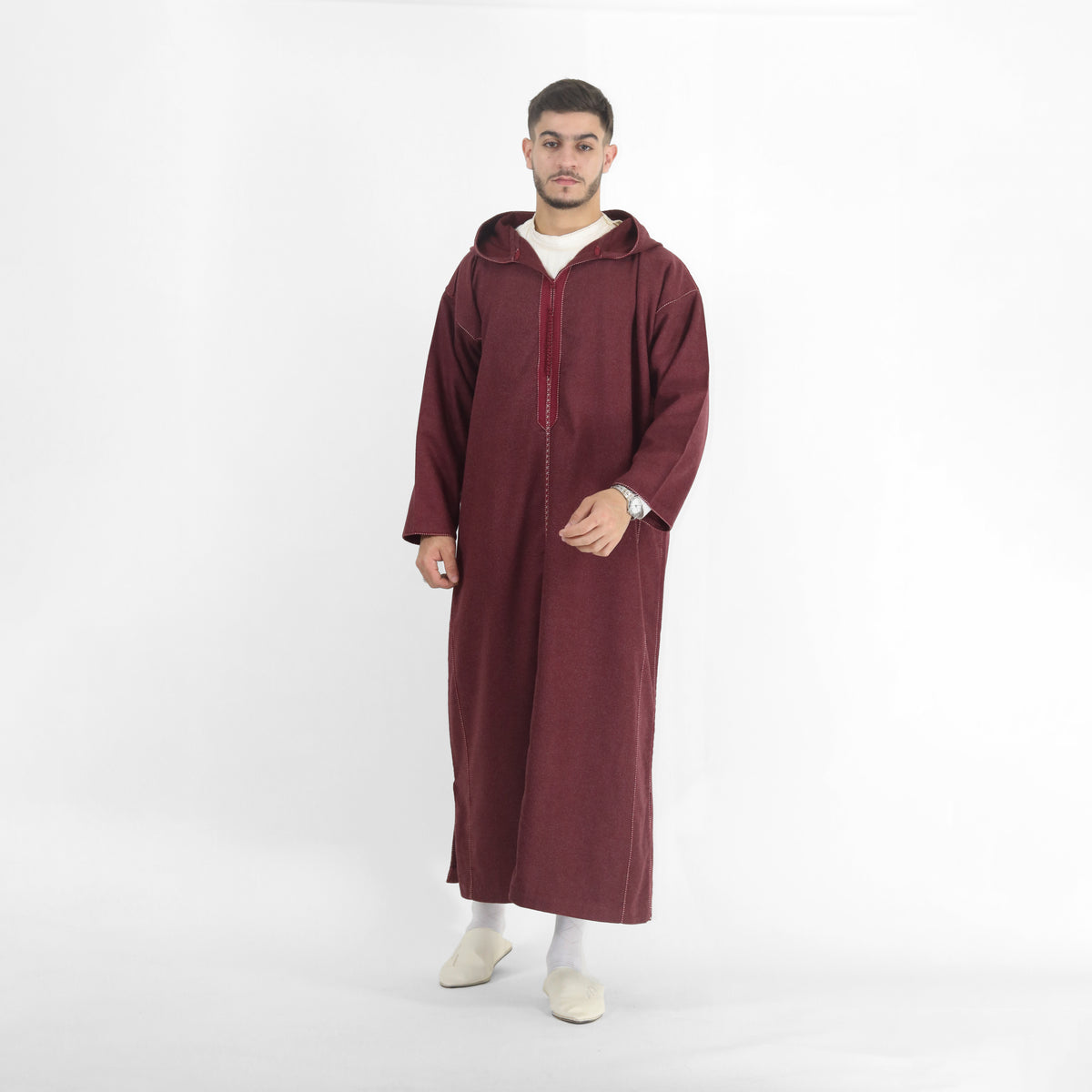 Golden Drapes Embroidered Full-sleeve Long Djellaba Thobes