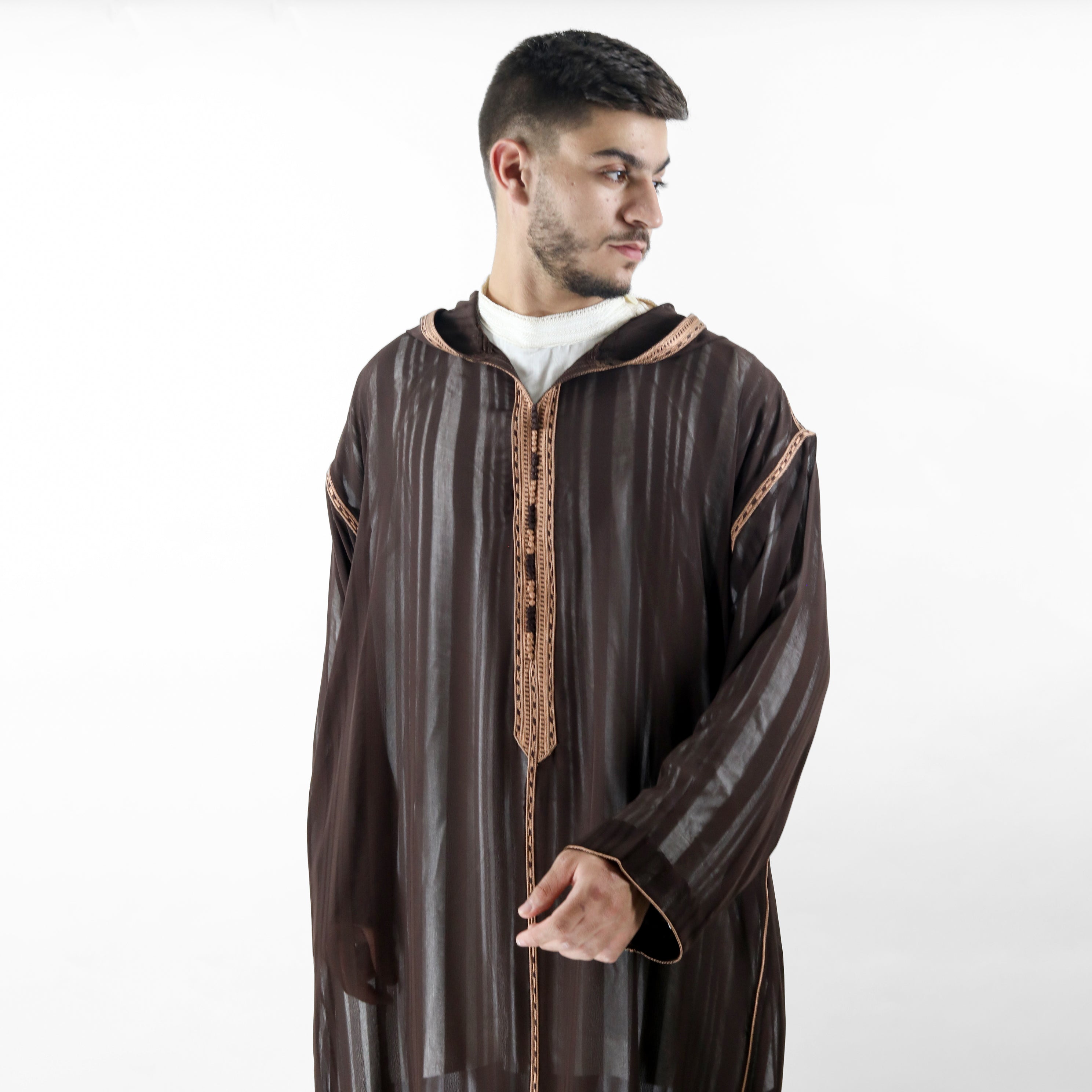 Mirage Marvel Embroidered Full Sleeve Hooded Djellaba Thobe