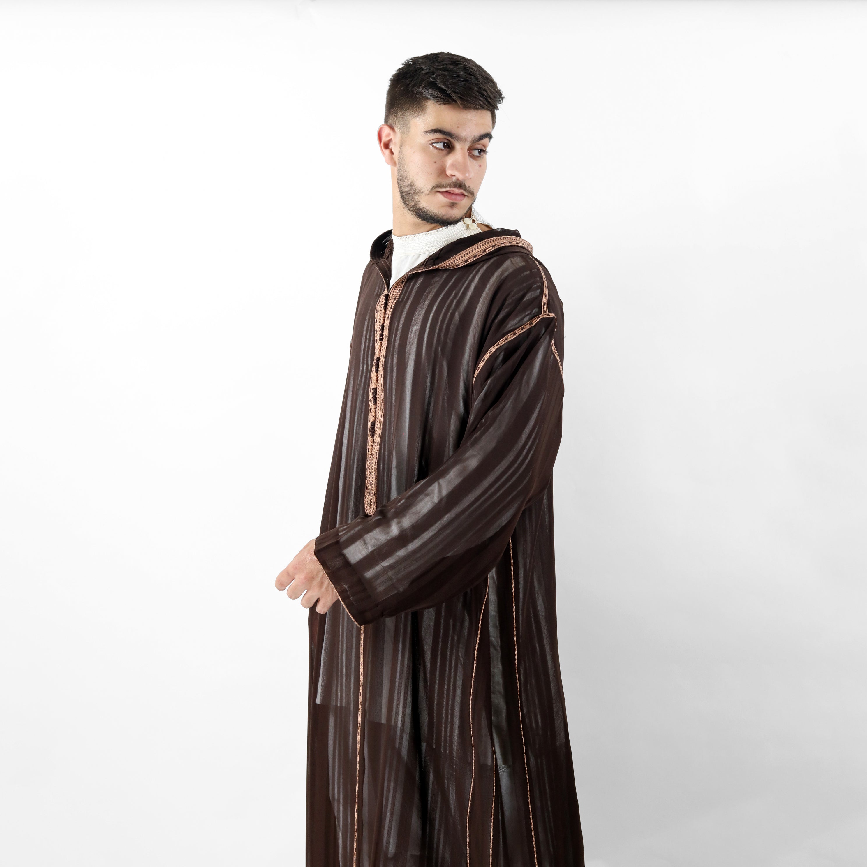 Mirage Marvel Embroidered Full Sleeve Hooded Djellaba Thobe