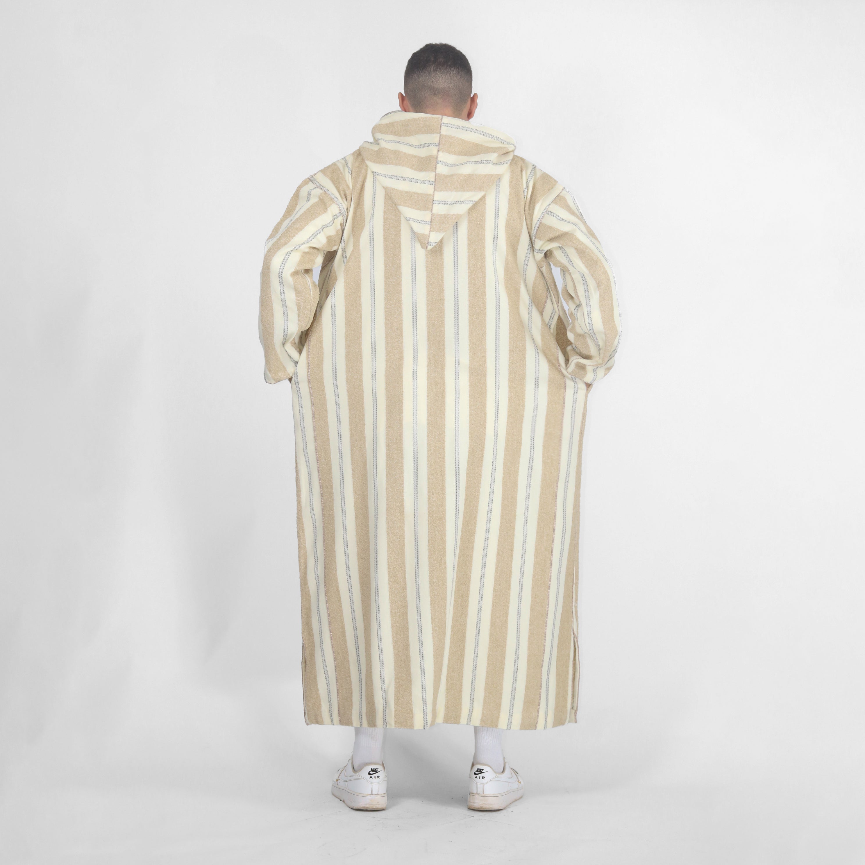 Royal Ripples Long Sleeve Plaid Style Hooded Djellaba Thobes