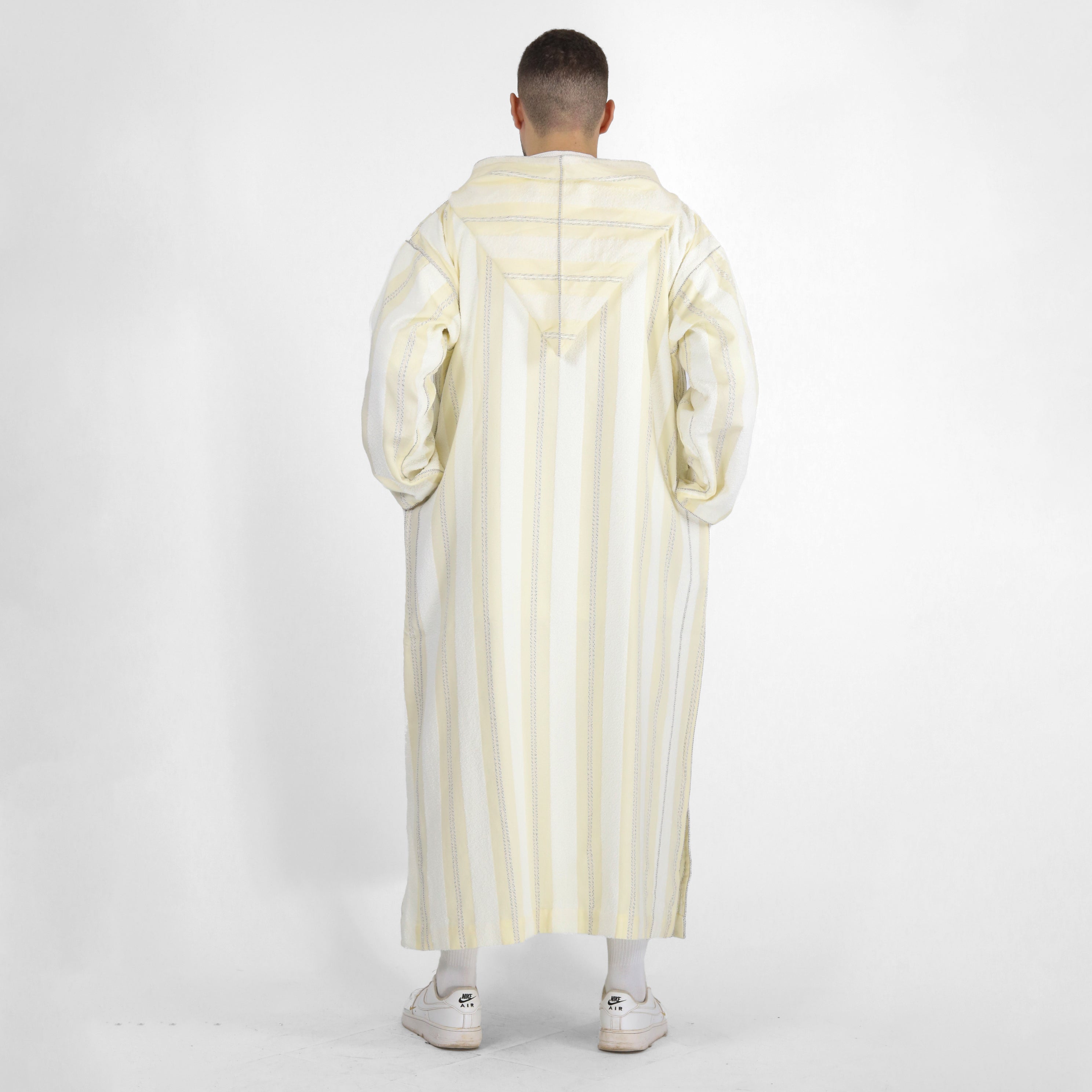 Royal Ripples Long Sleeve Plaid Style Hooded Djellaba Thobes