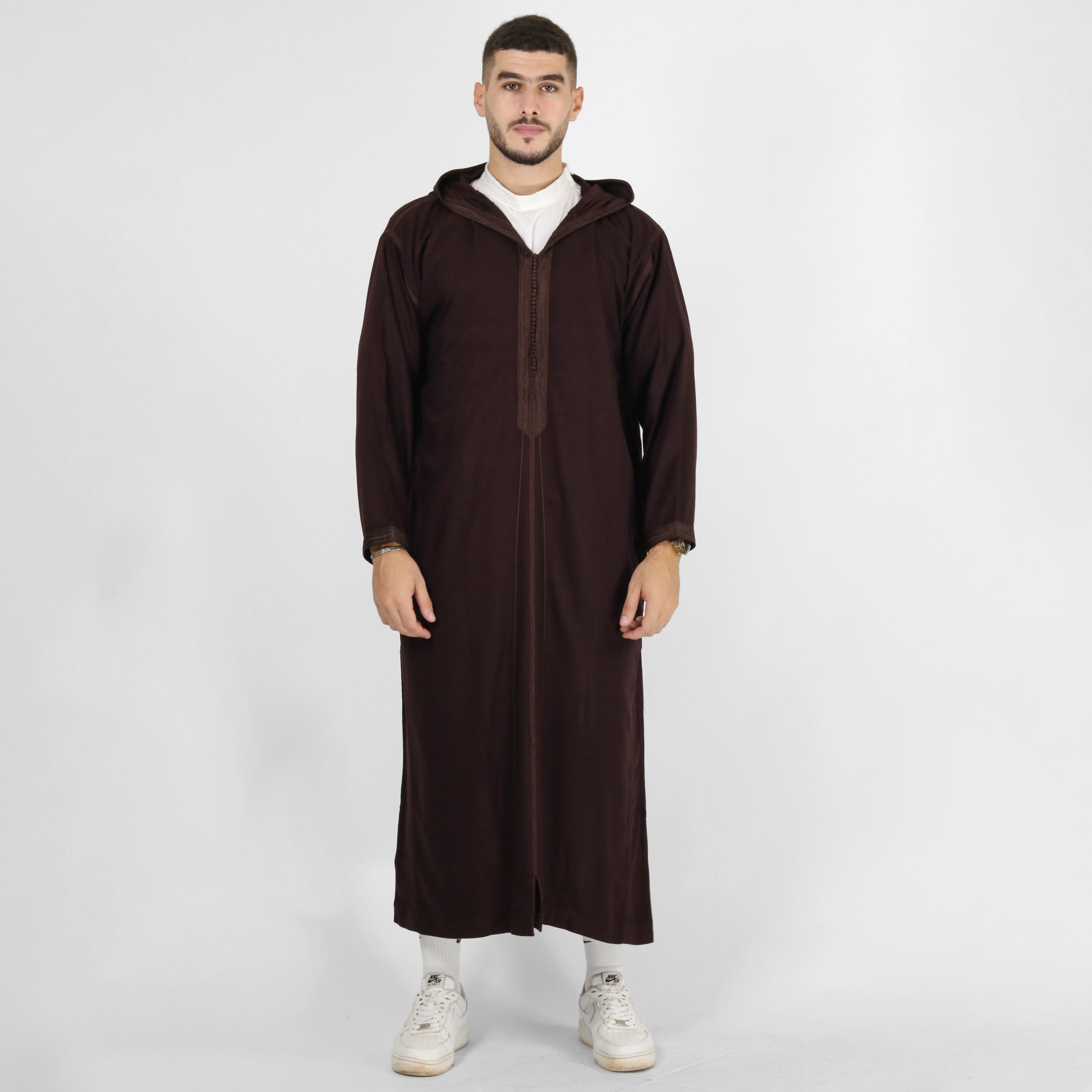 Bloom Elegance Embroidery Worked Moroccan Hooded Djellaba Thobes
