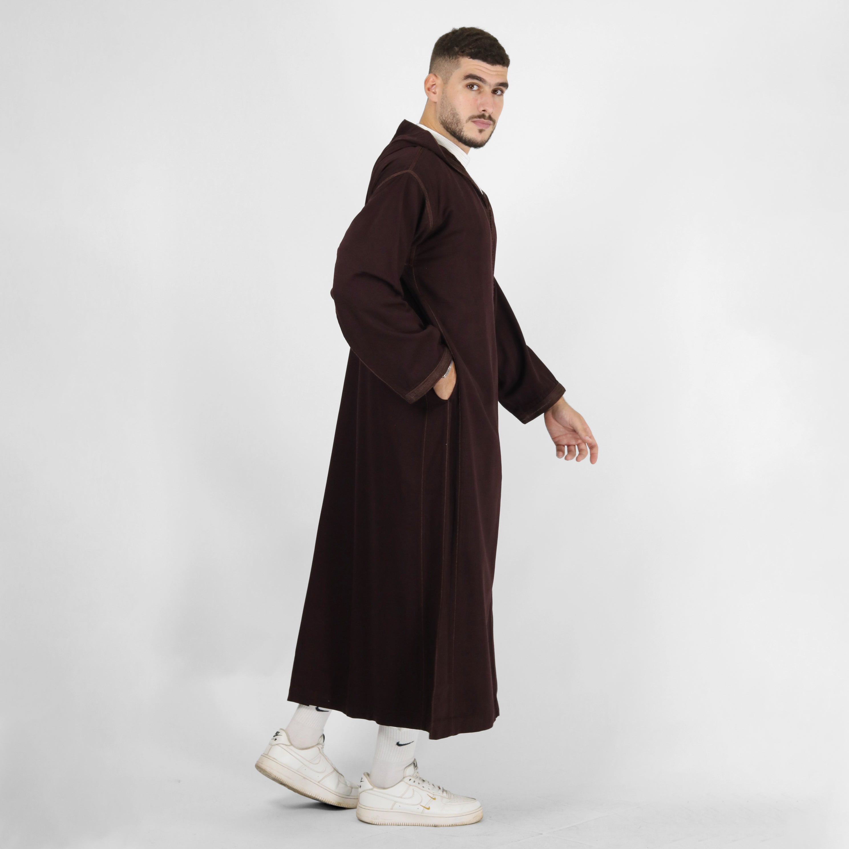 Bloom Elegance Embroidery Worked Moroccan Hooded Djellaba Thobes