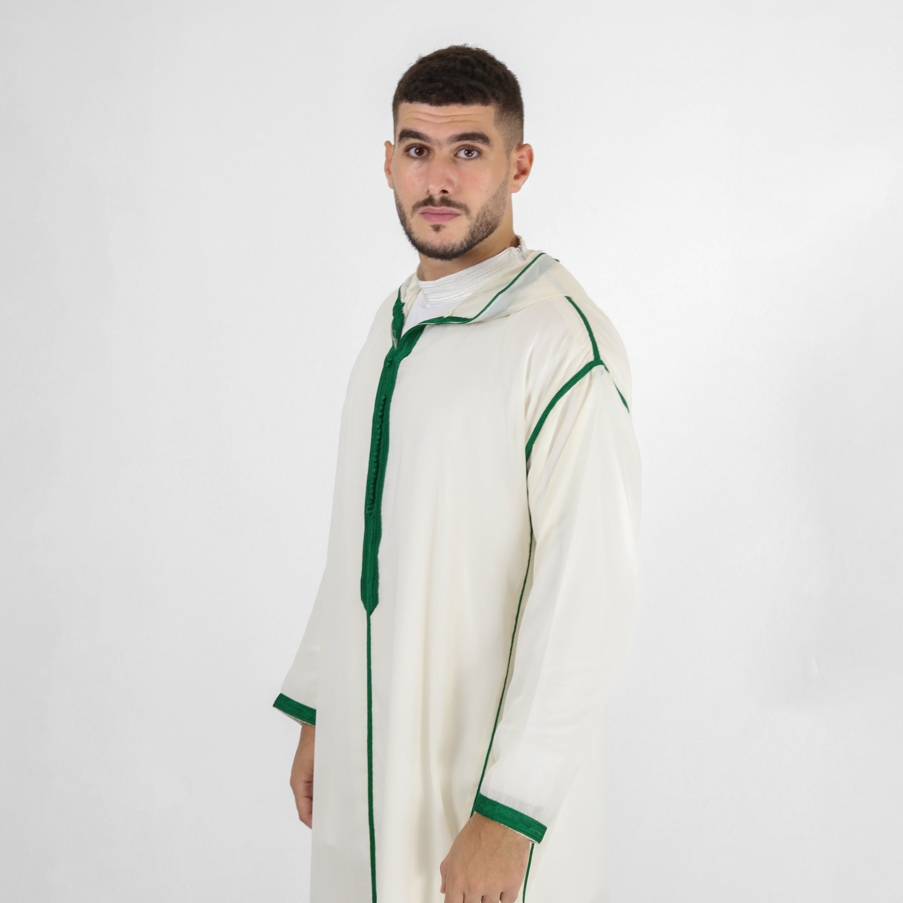 Arabesque Aura Heavy Embroidery Work Hooded Djellaba Thobes