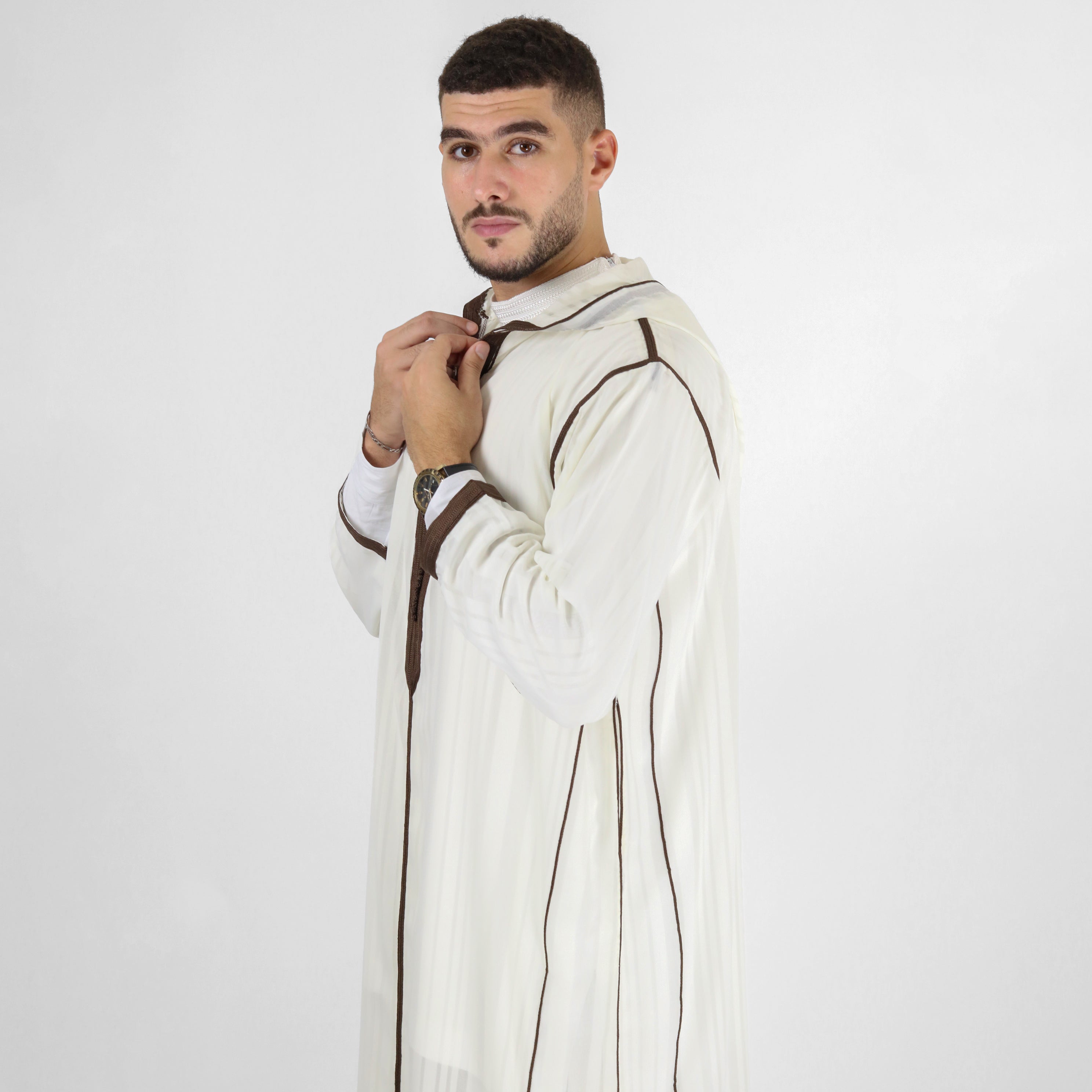 Arabesque Aura Heavy Embroidery Work Hooded Djellaba Thobes