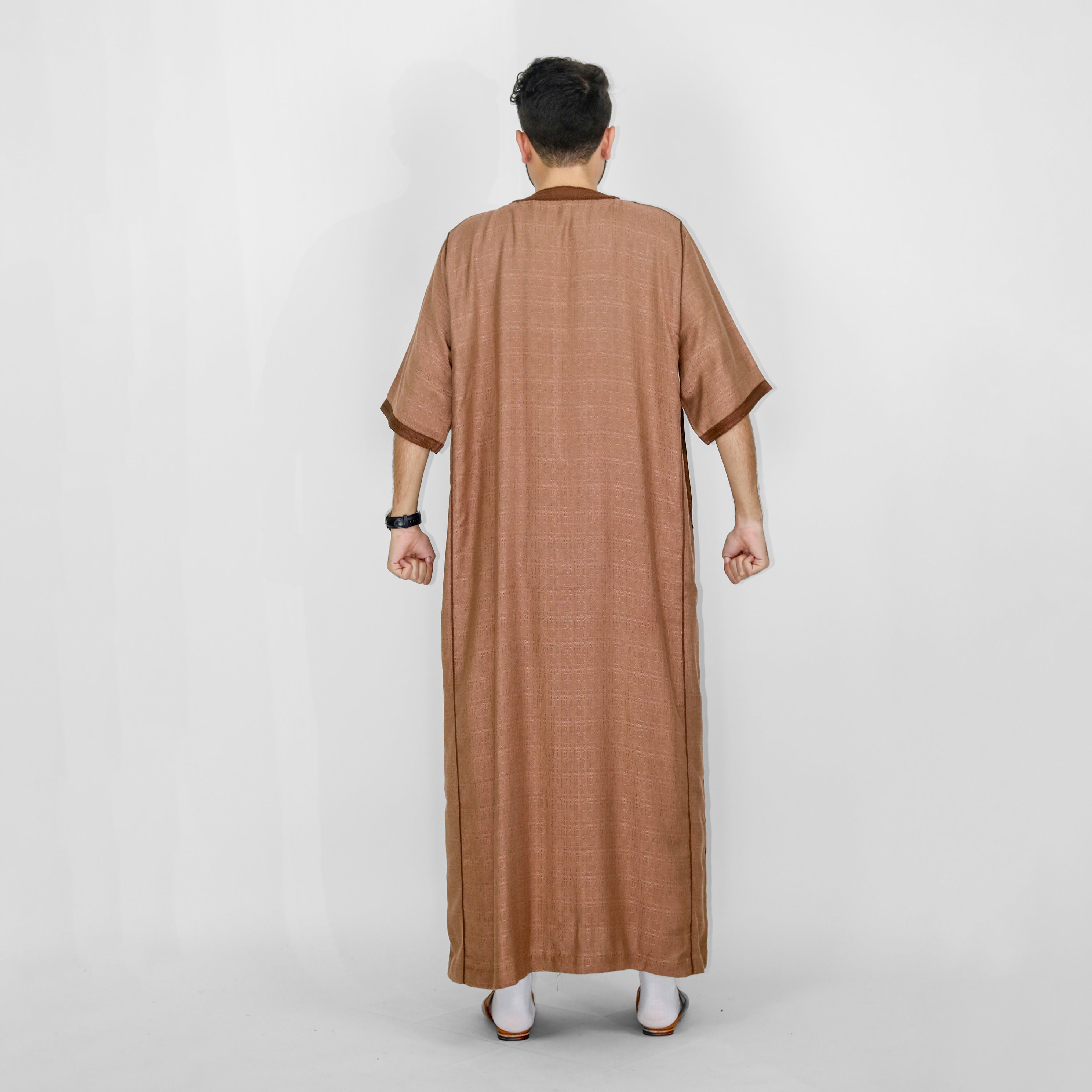 Drapery Delight Embroidery Detailing Elbow Sleeve Long Thobes