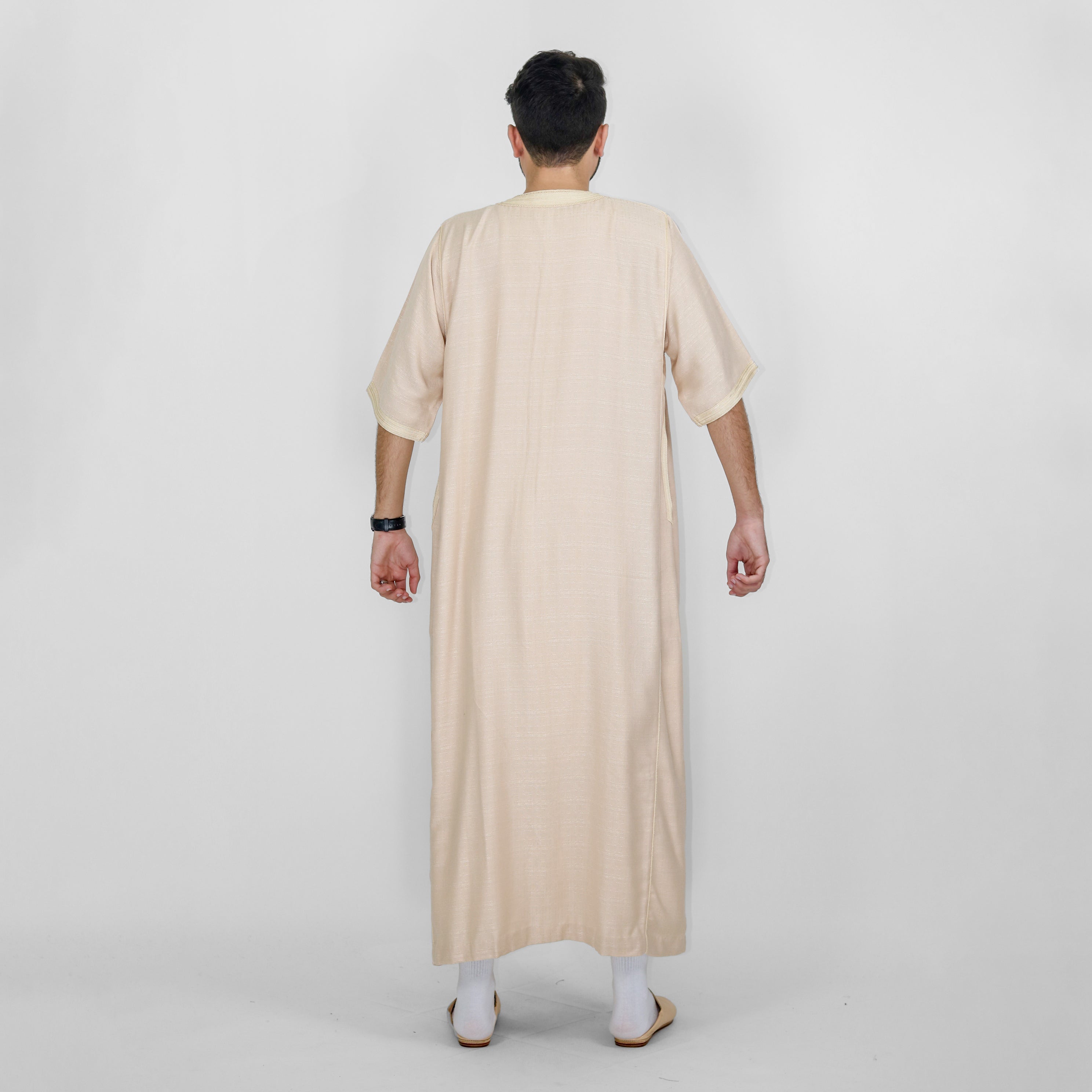 Drapery Delight Embroidery Detailing Elbow Sleeve Long Thobes