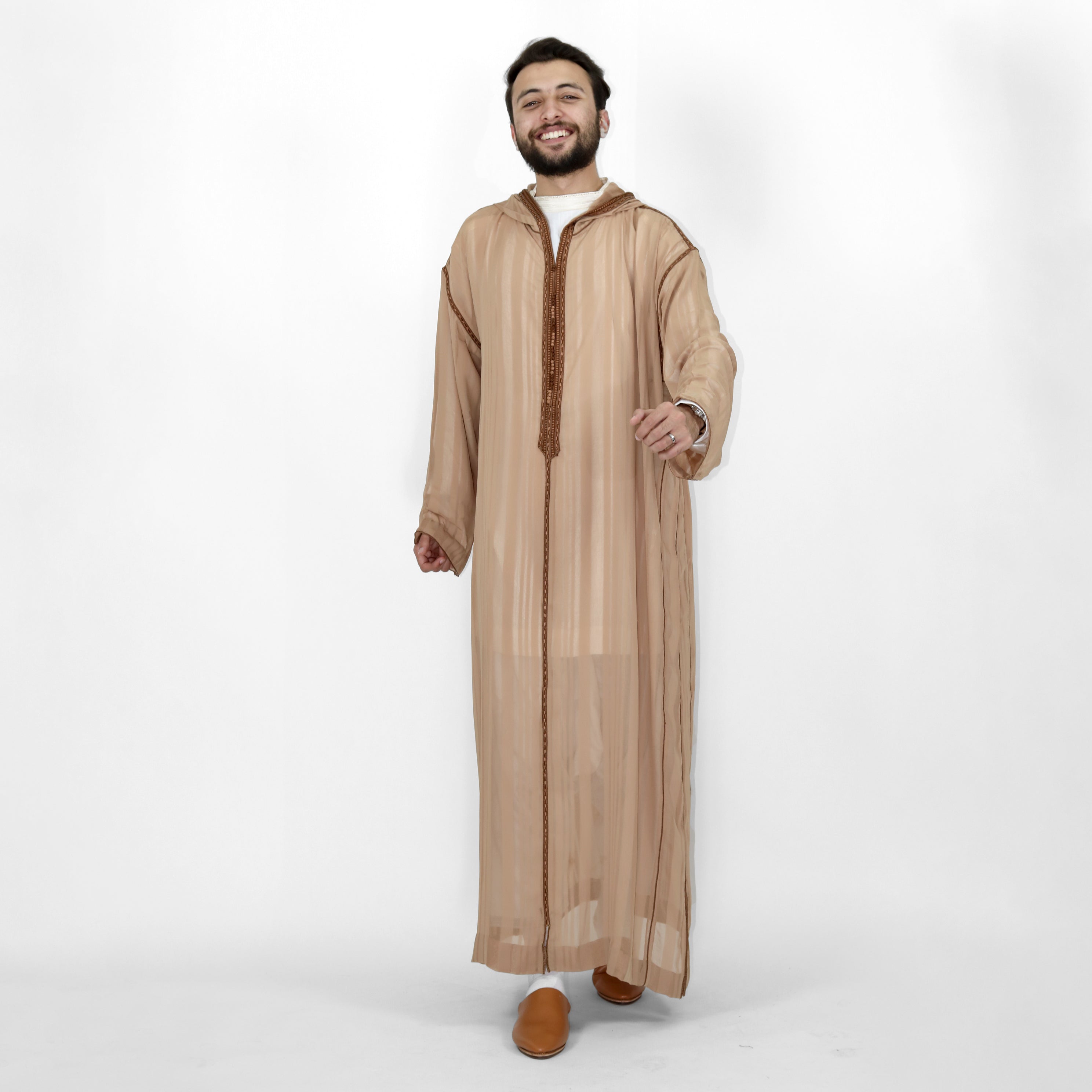 Mirage Marvel Embroidered Full Sleeve Hooded Djellaba Thobe