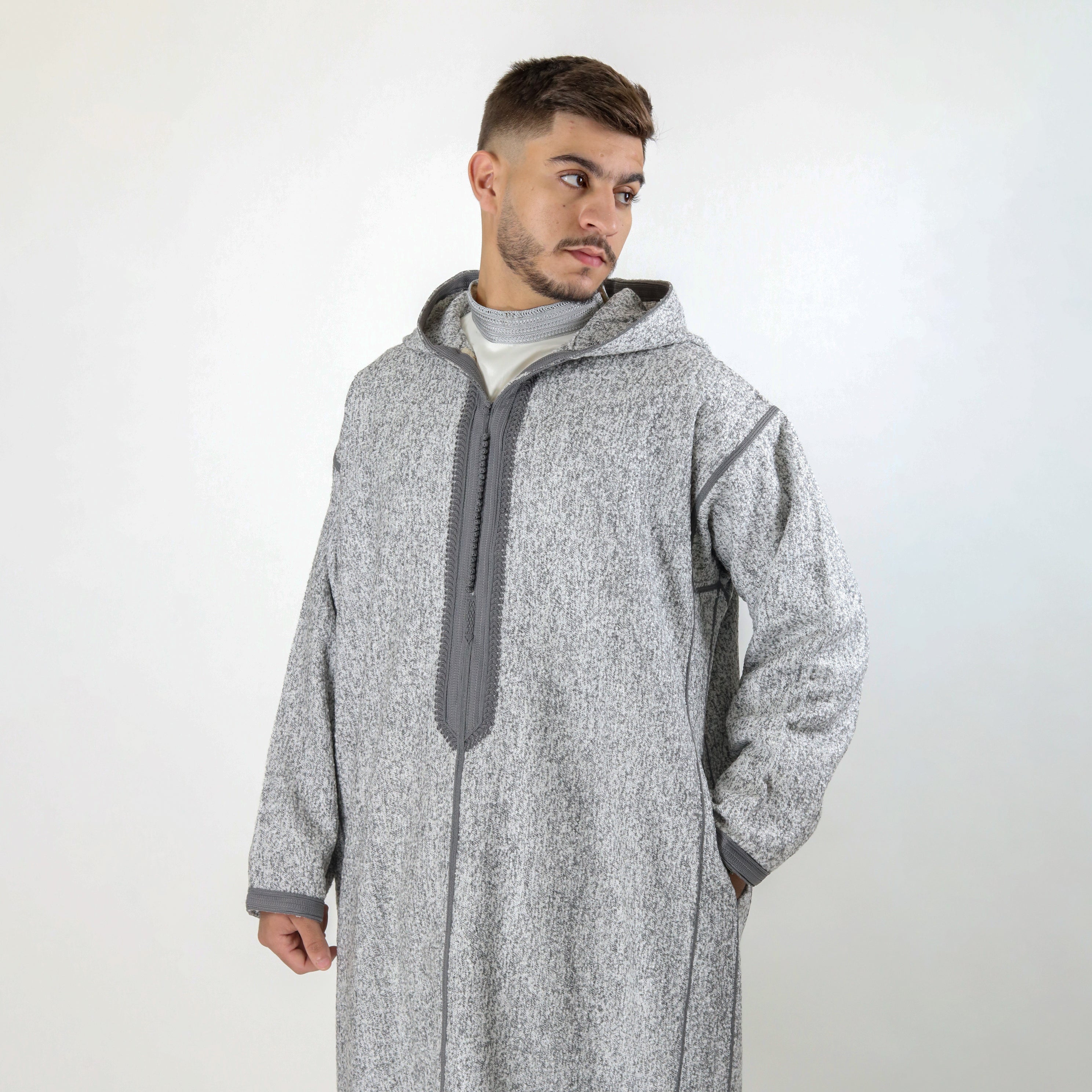 Sahara Serenity Trendy Embroidered Long sleeve Hooded Thobe