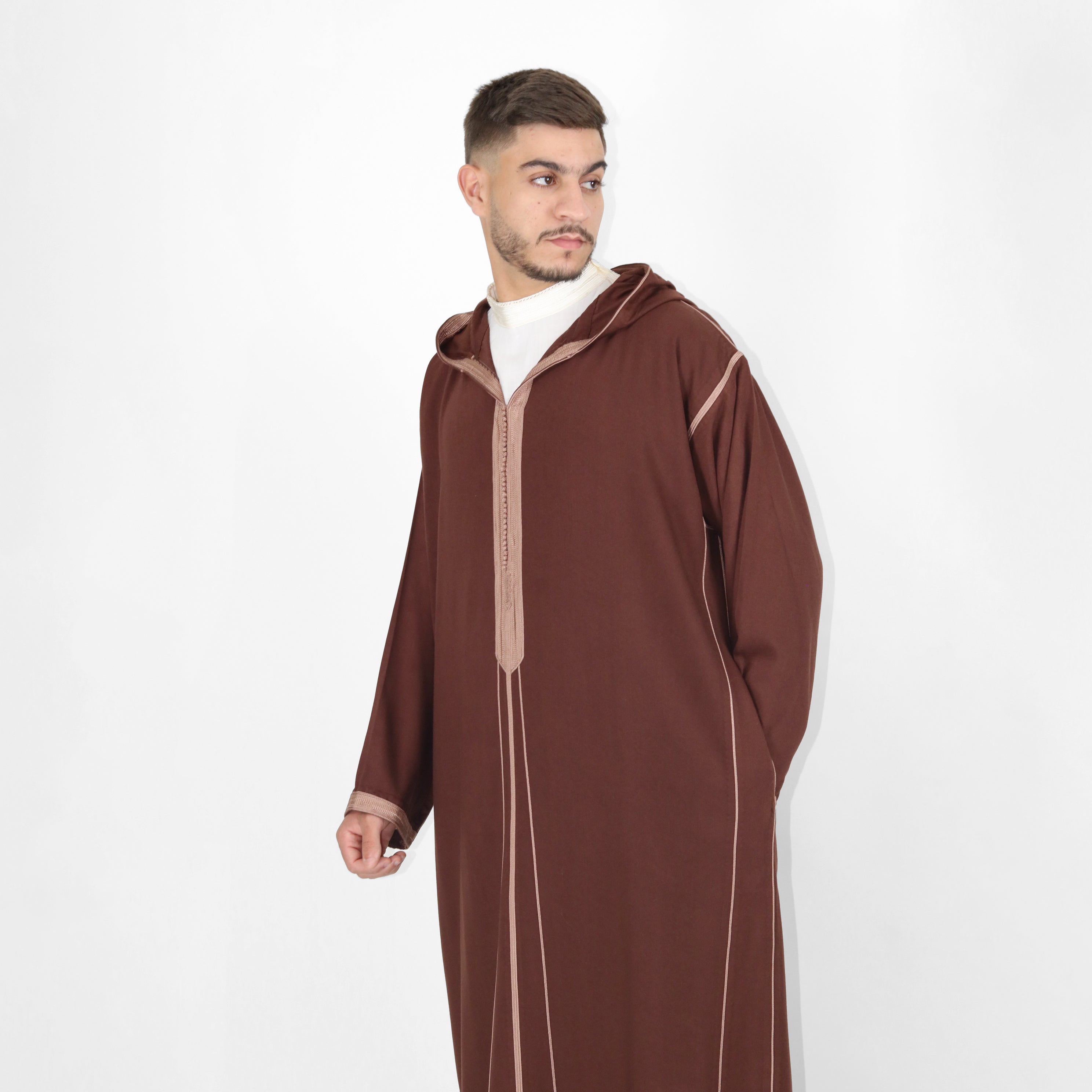 Bloom Elegance Embroidery Worked Moroccan Hooded Djellaba Thobes