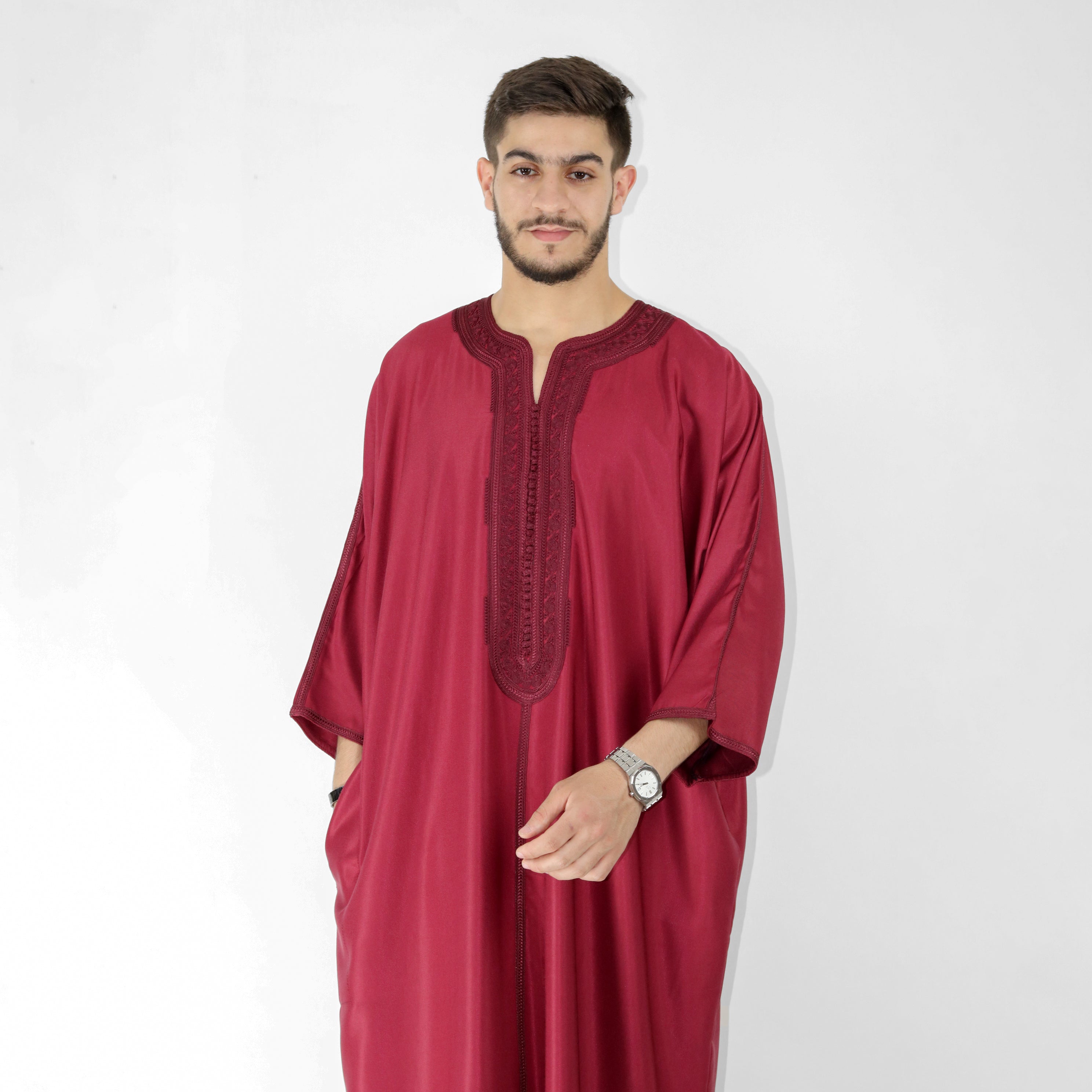 Luxe Thread Embroidery Detailing 3 Quarter Sleeve Thobes