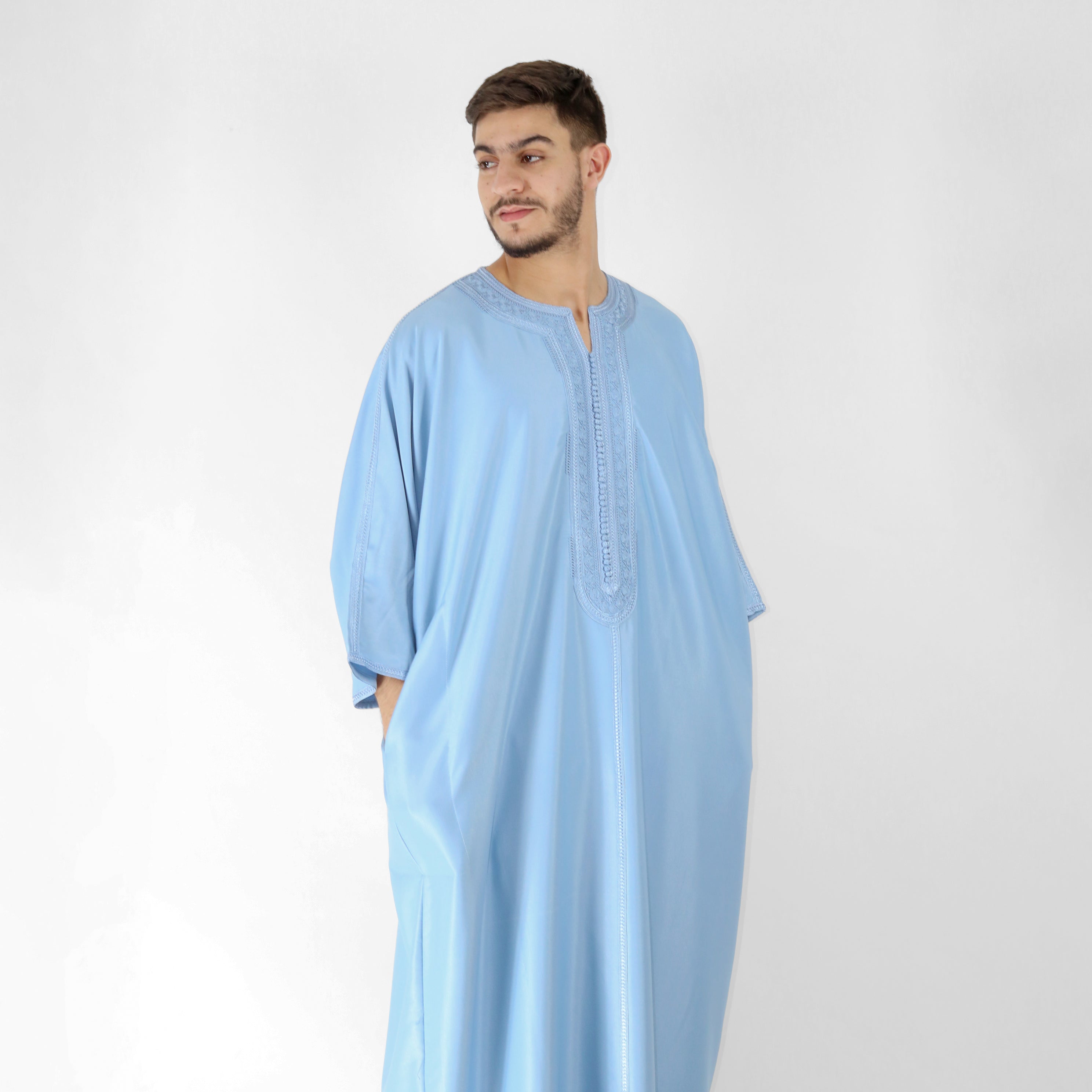 Luxe Thread Embroidery Detailing 3 Quarter Sleeve Thobes