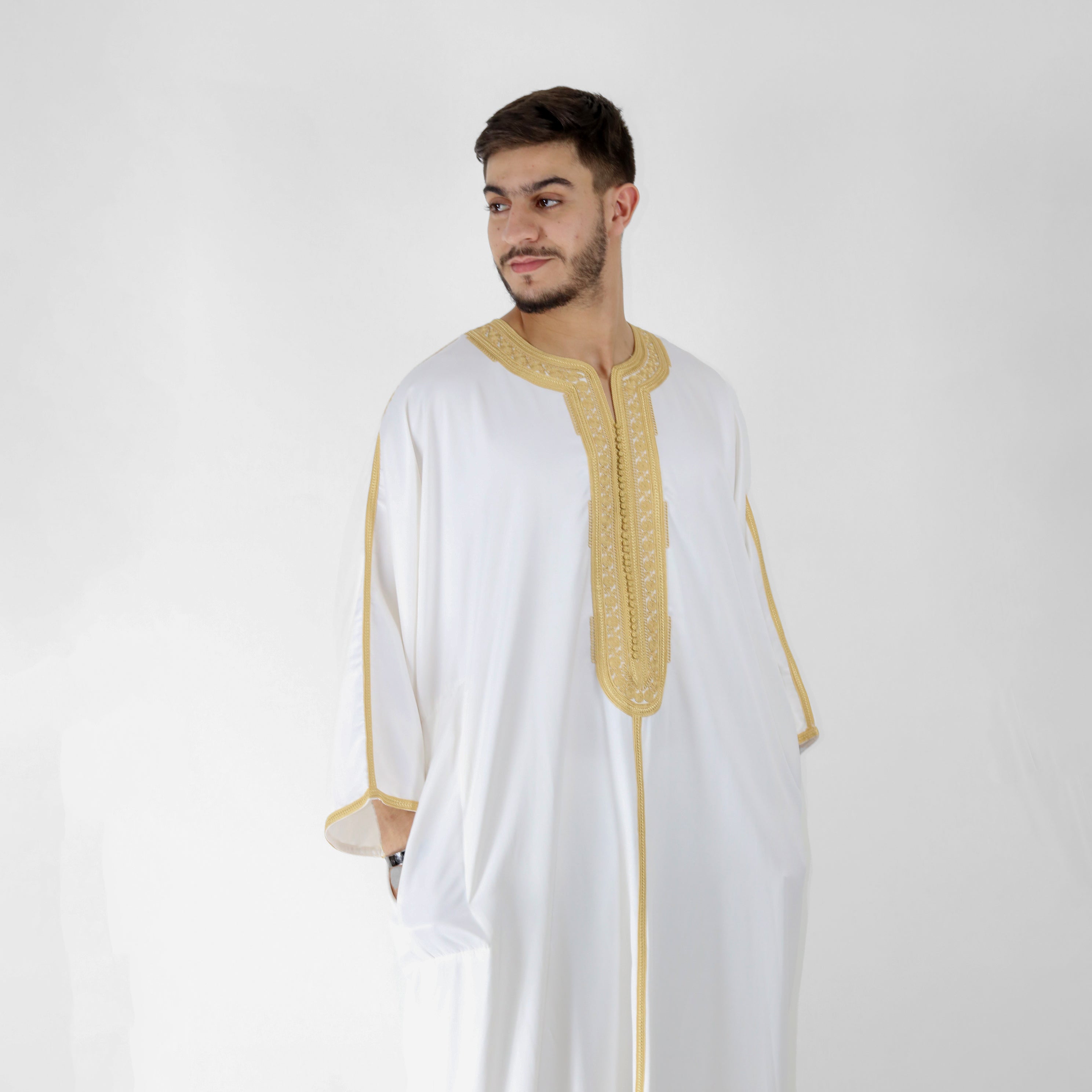 Luxe Thread Embroidery Detailing 3 Quarter Sleeve Thobes