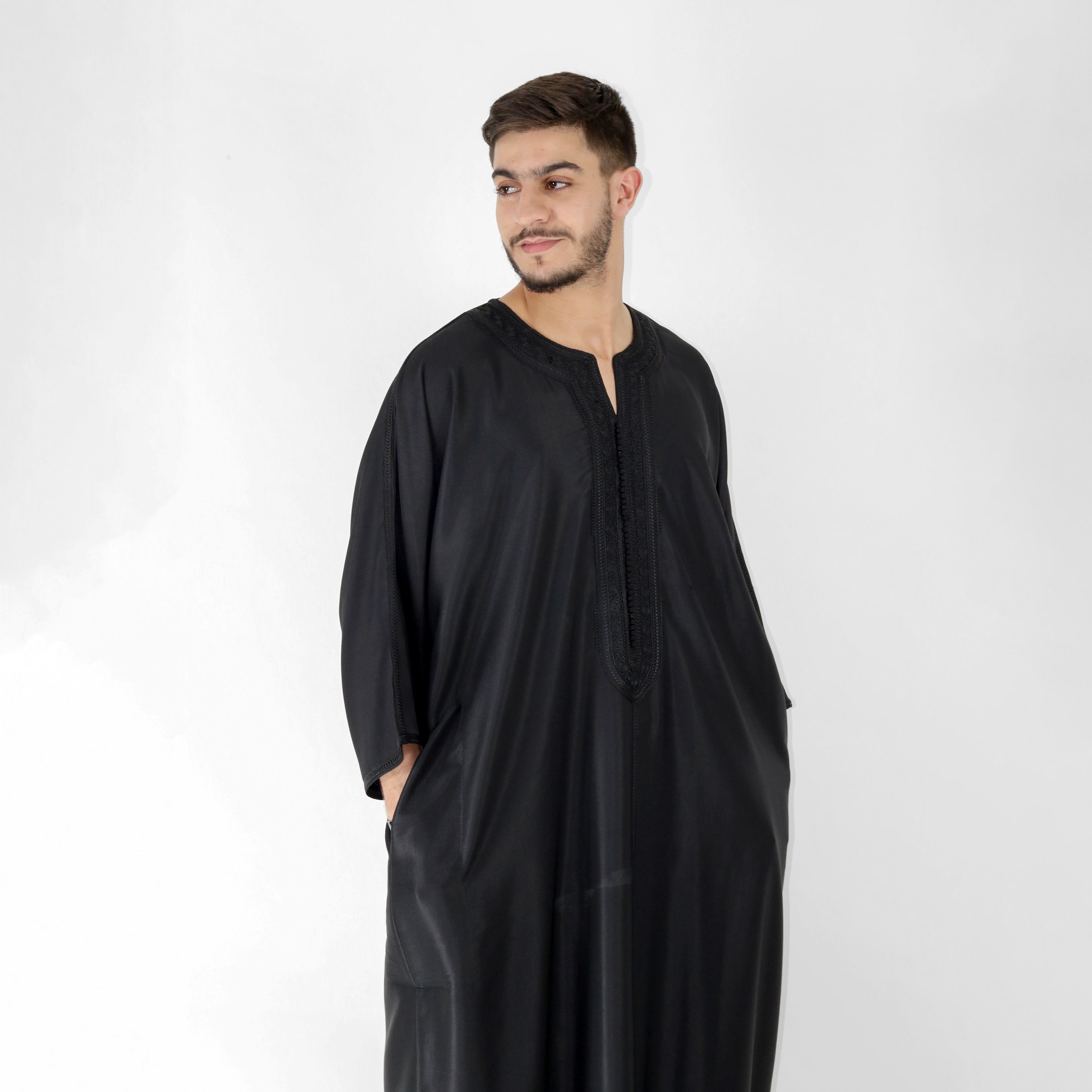 Luxe Thread Embroidery Detailing 3 Quarter Sleeve Thobes