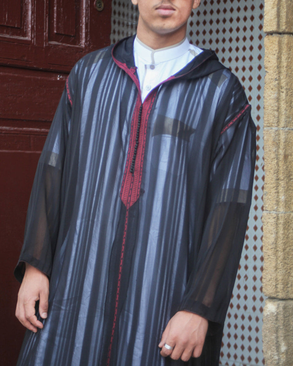 Mirage Marvel Embroidered Full Sleeve Hooded Djellaba Thobe