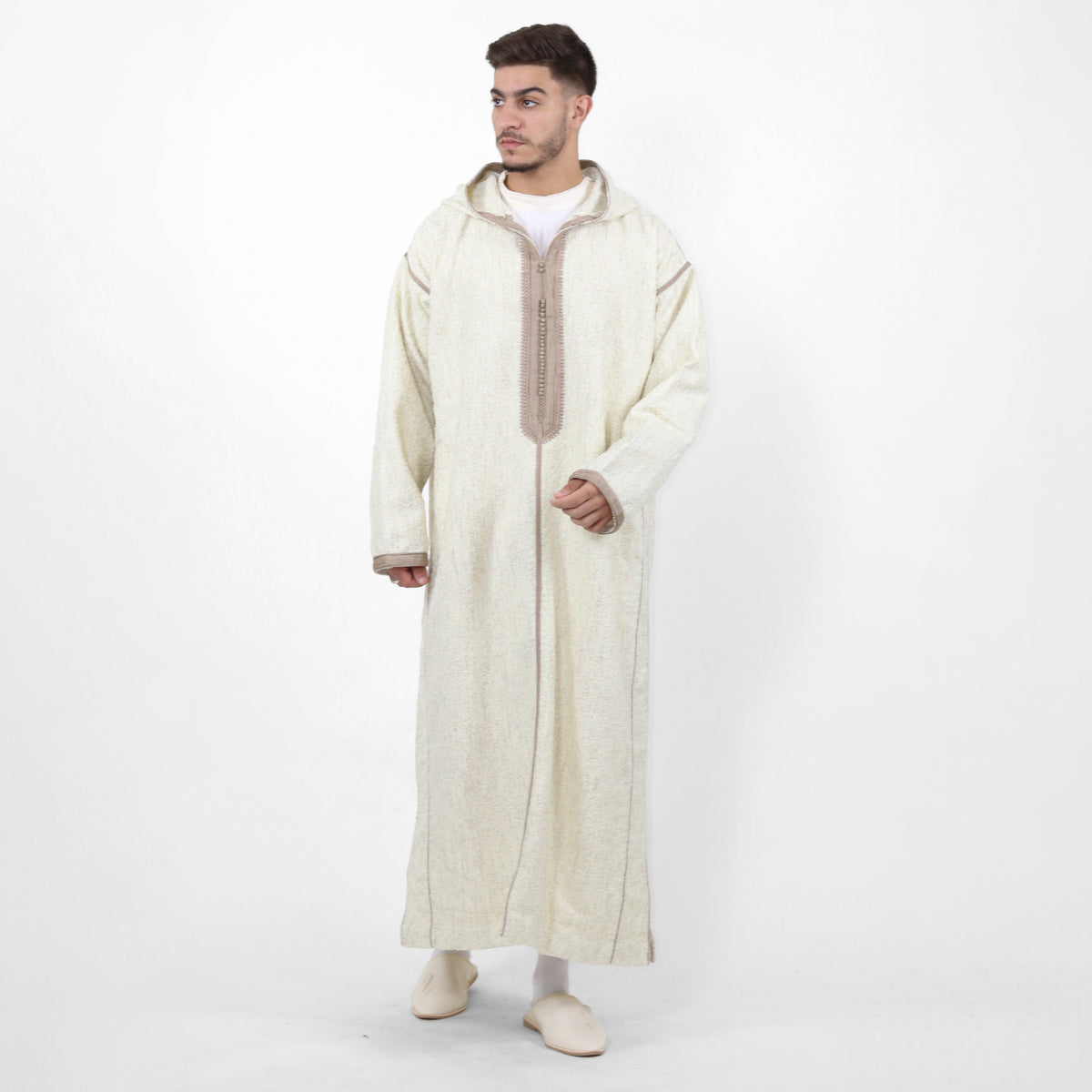 Sahara Serenity Trendy Embroidered Long sleeve Hooded Thobe