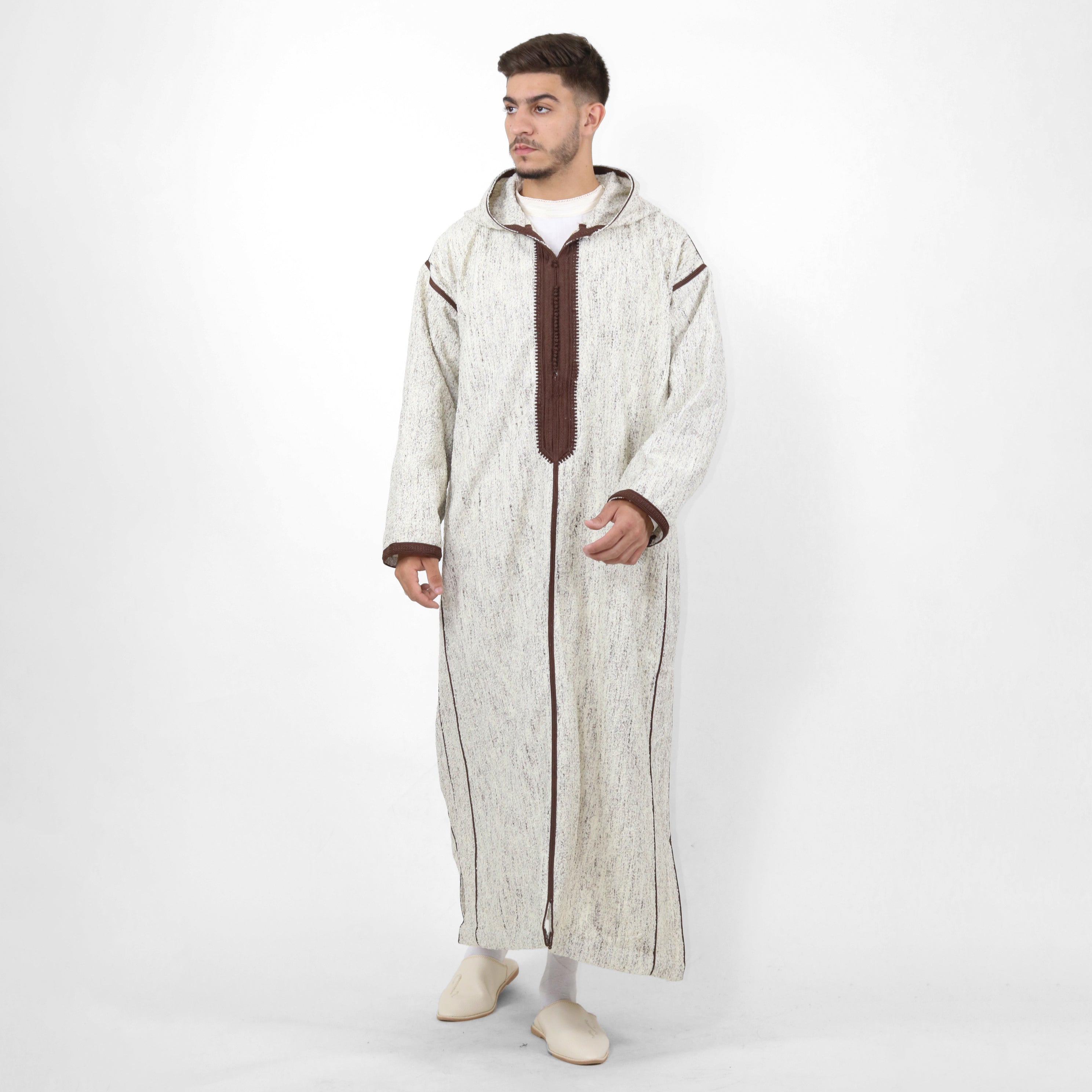 Sahara Serenity Trendy Embroidered Long sleeve Hooded Thobe.