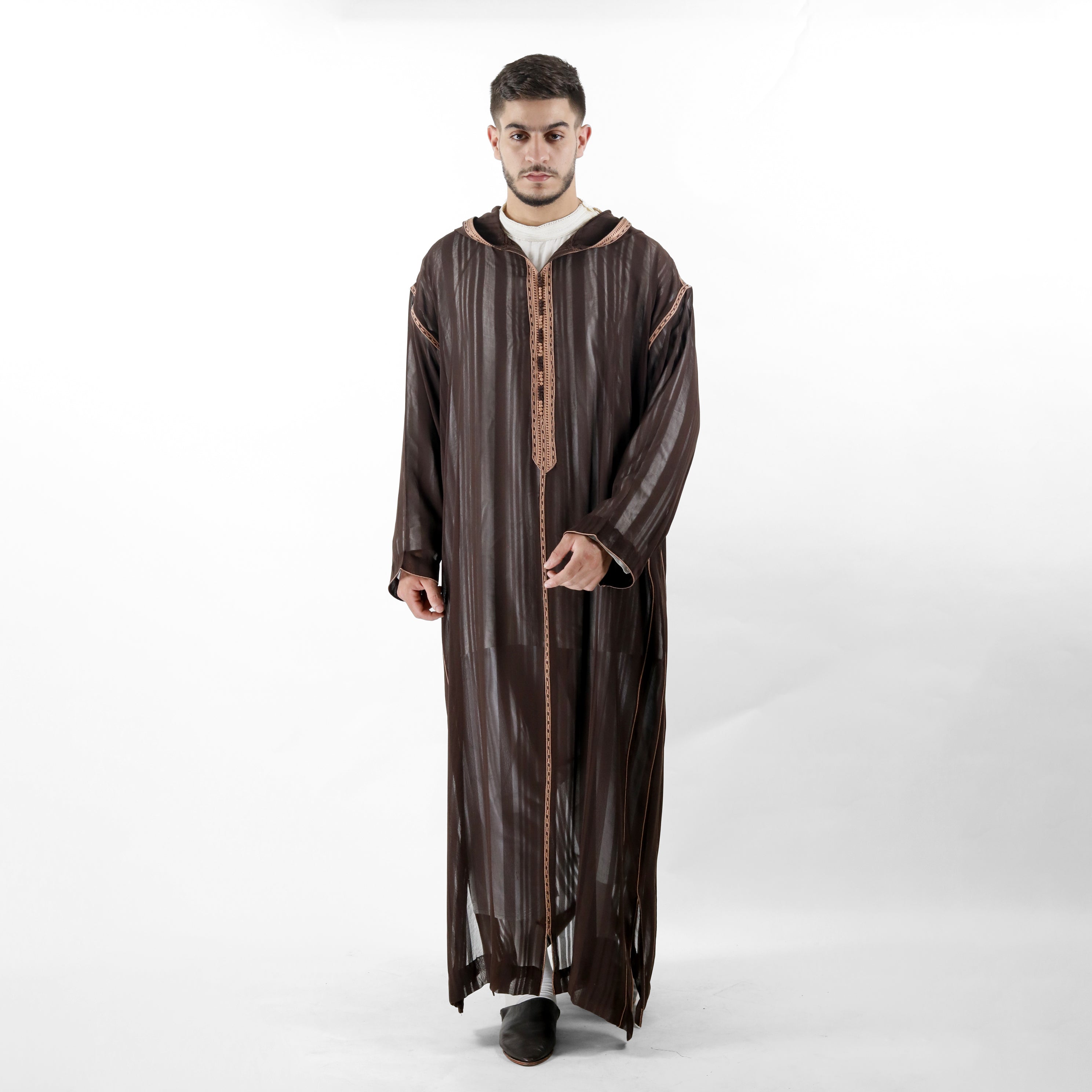 Mirage Marvel Embroidered Full Sleeve Hooded Djellaba Thobe