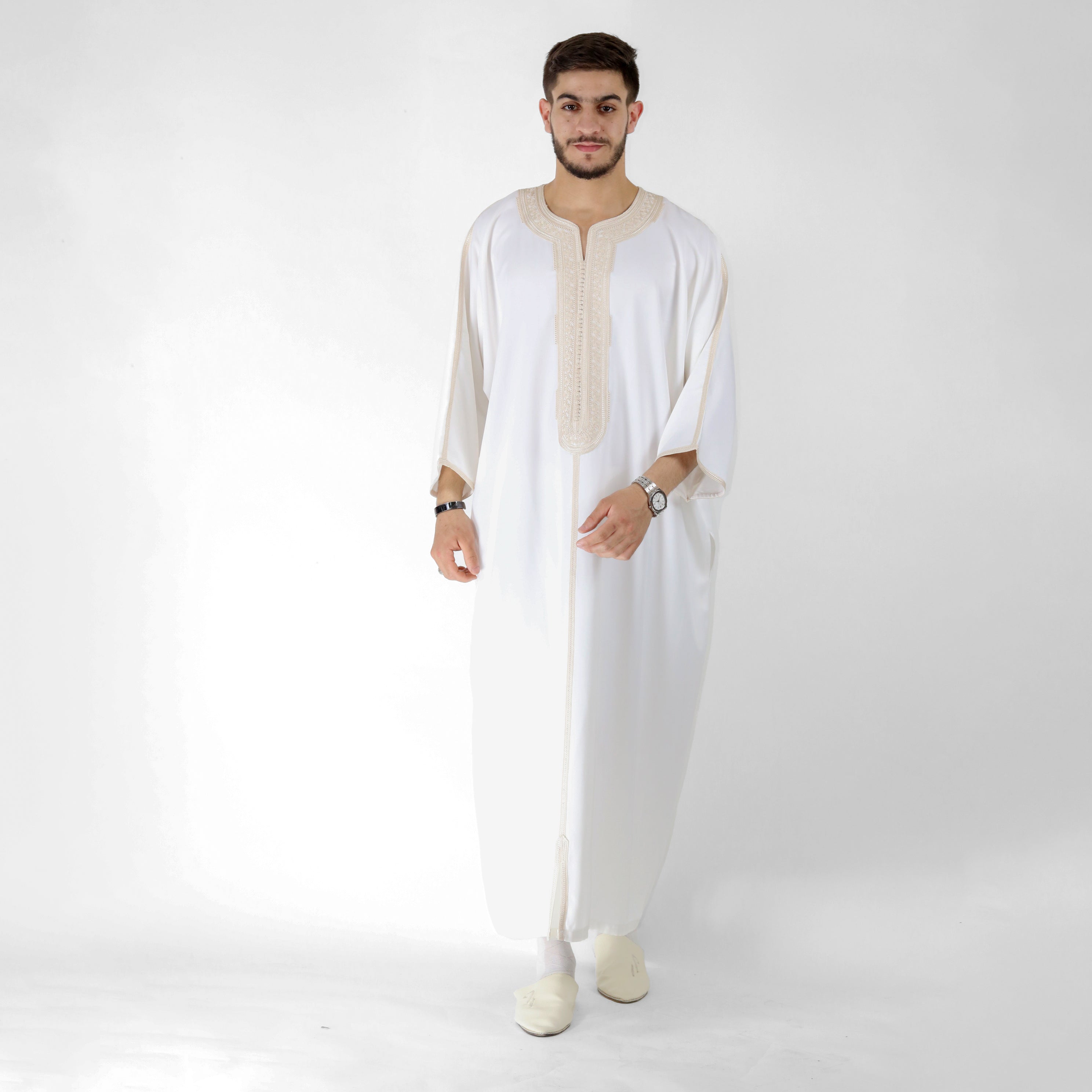 Luxe Thread Embroidery Detailing 3 Quarter Sleeve Thobes