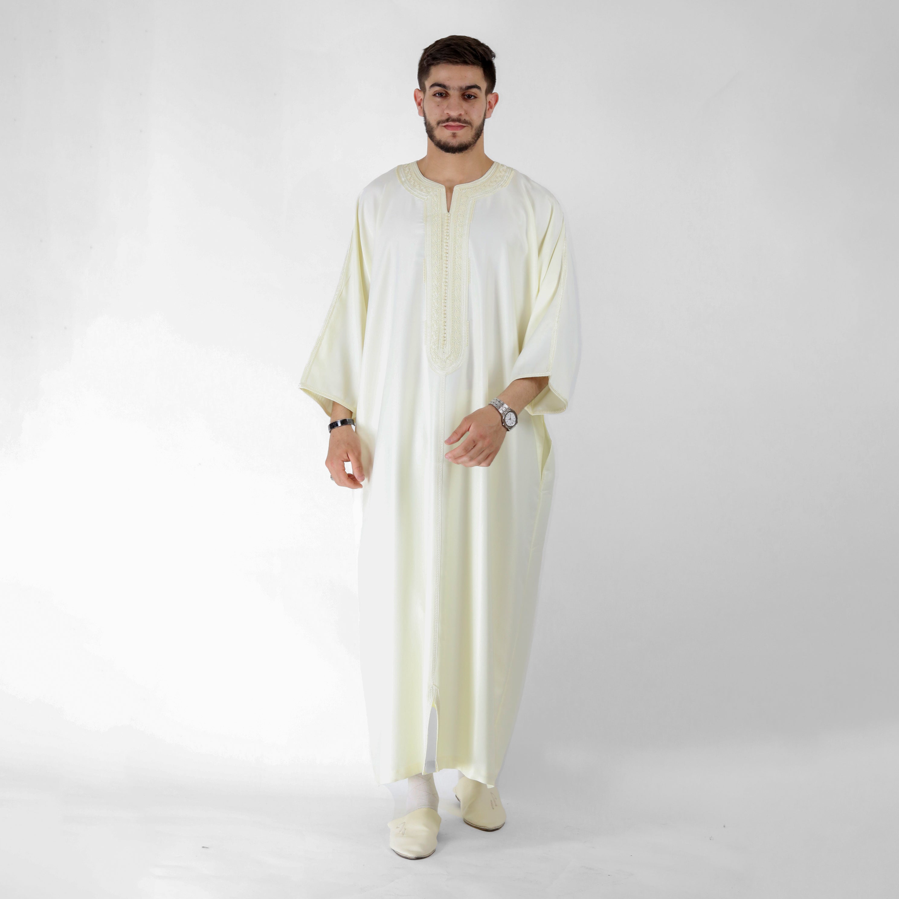 Luxe Thread Embroidery Detailing 3 Quarter Sleeve Thobes