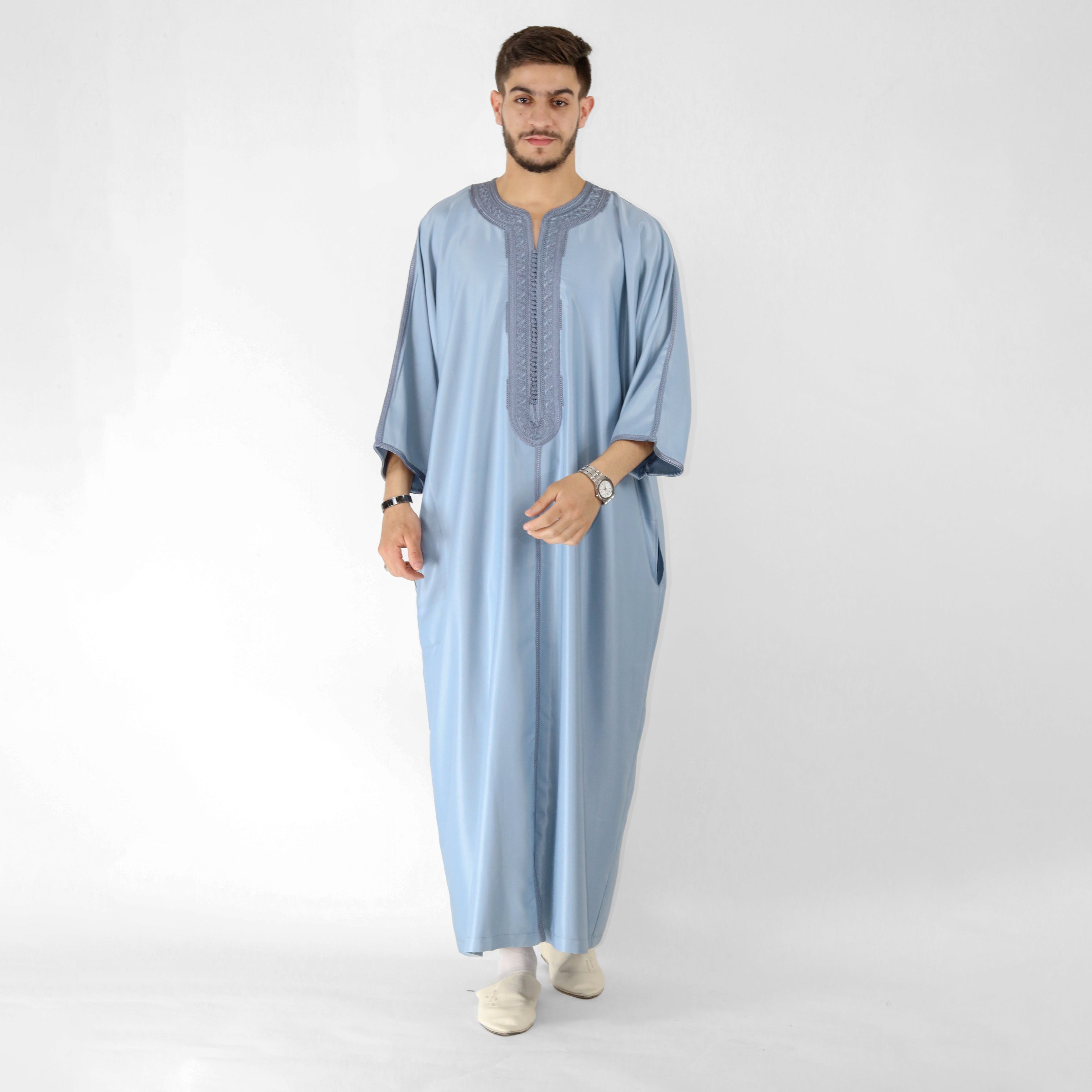 Luxe Thread Embroidery Detailing 3 Quarter Sleeve Thobes