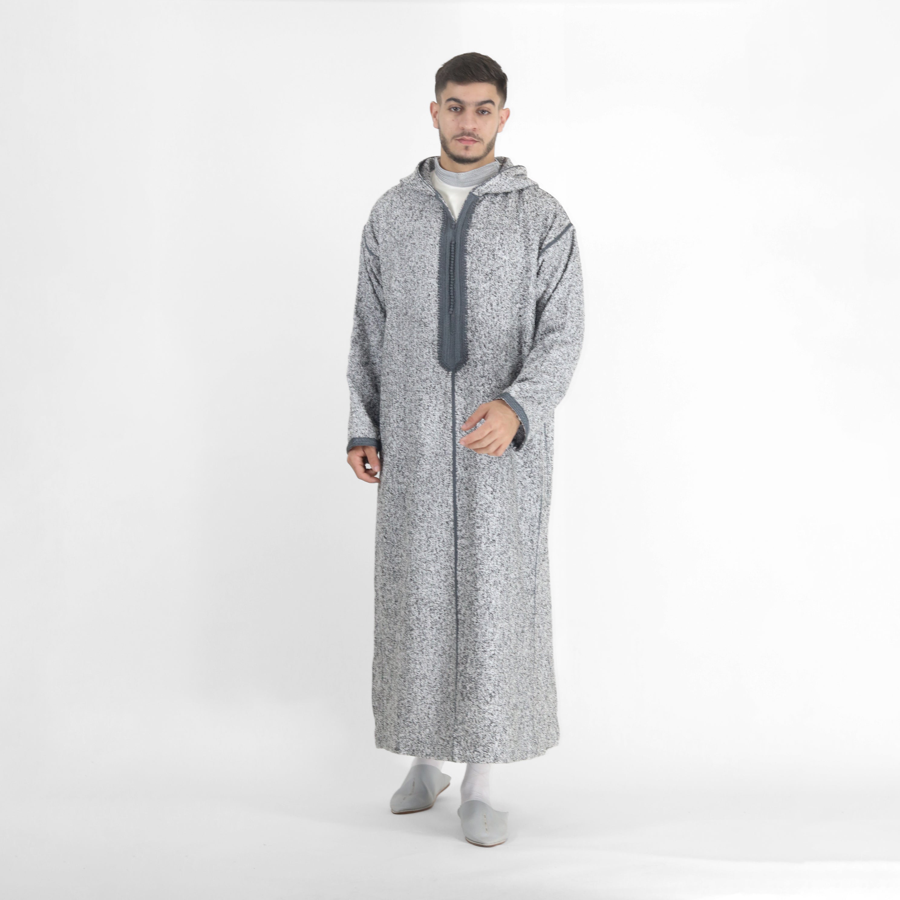 Sahara Serenity Trendy Embroidered Long sleeve Hooded Thobe